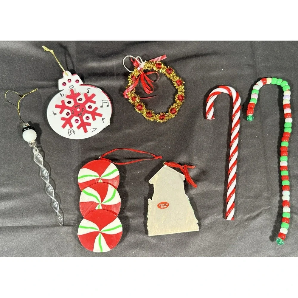Holiday Time Christmas Ornaments Lot 14pc Mixed Red Green Gold Tree Decor Set